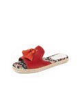 Pacha Floral Denim Tassel Slides - Red