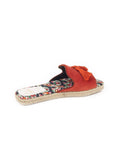 Pacha Floral Denim Tassel Slides - Red