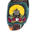 Pacha Raffia Flat Slides - Teal / Multi
