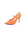 Virginia Floral Lace Mary Jane Pump - Orange