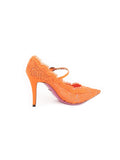 Virginia Floral Lace Mary Jane Pump - Orange