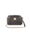 Star Patch Faux Leather Mini Shoulder Bag - Black