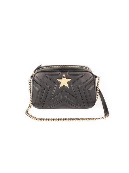 Star Patch Faux Leather Mini Shoulder Bag - Black