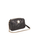 Star Patch Faux Leather Mini Shoulder Bag - Black