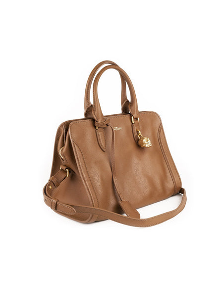 Padlock Medium Zip Satchel - Brown