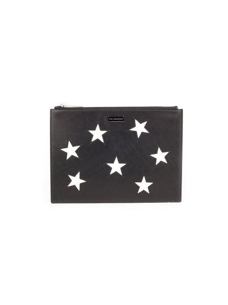 Stars Document Case Clutch - Black