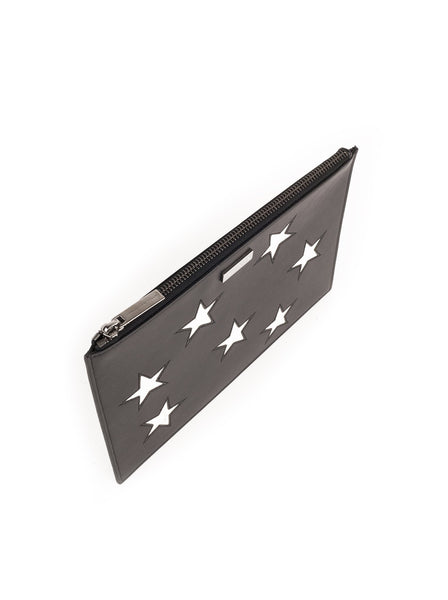 Stars Document Case Clutch - Black