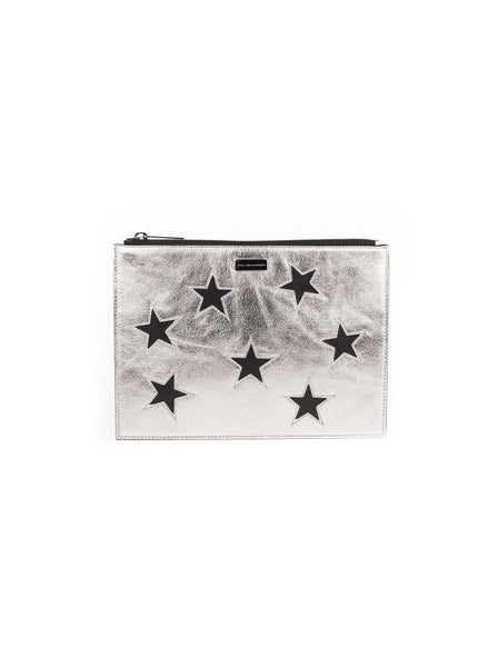 Stars Document Case Clutch - Silver
