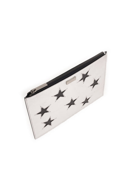 Stars Document Case Clutch - Silver