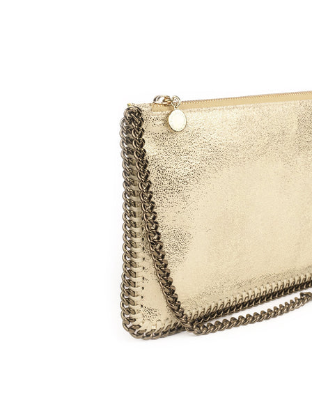 Falabella Shaggy Deer Metallic Chain Clutch - Yellow / Bronze