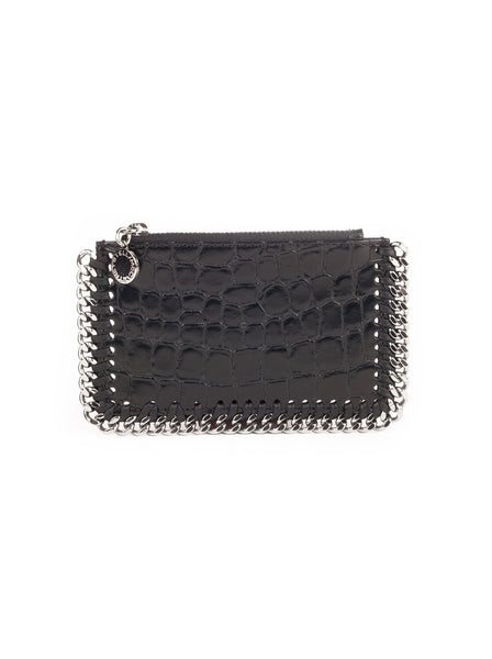 Falabella Alter Croc Card Holder - Black
