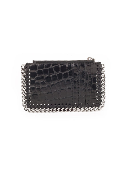 Falabella Alter Croc Card Holder - Black