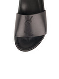 Saba Leather Logo Slide Sandal - Black