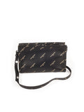 Balenciaga - Bazar All Over Print Pochette Crossbody Bag - Black / Gold - ForwardModa