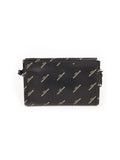 Balenciaga - Bazar All Over Print Pochette Crossbody Bag - Black / Gold - ForwardModa