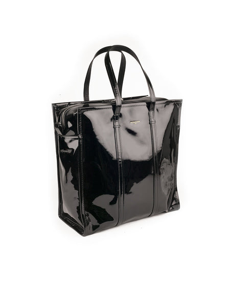 Balenciaga - Bazar Patent Leather M Shopper Bag - Black - ForwardModa