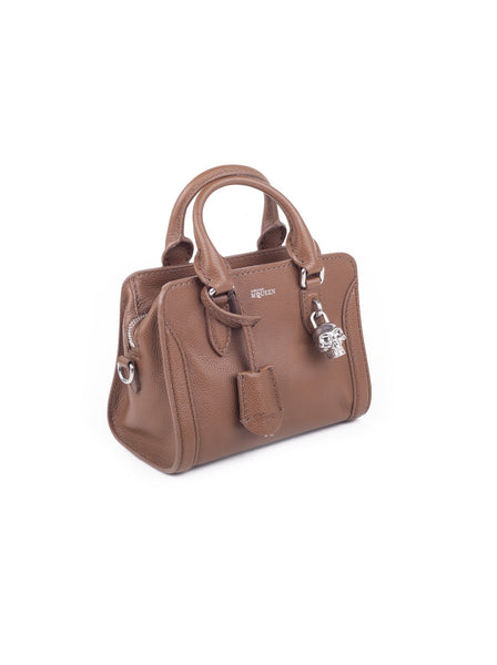 Padlock Mini Zip Satchel - Brown