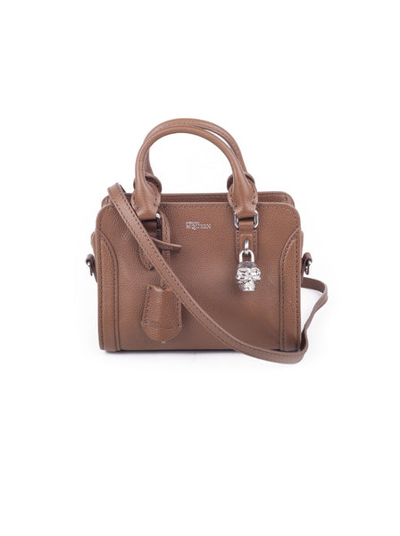 Padlock Mini Zip Satchel - Brown