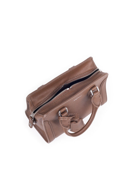 Padlock Mini Zip Satchel - Brown