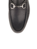 Pebbled Leather Horsebit Moccasin Loafer - Black