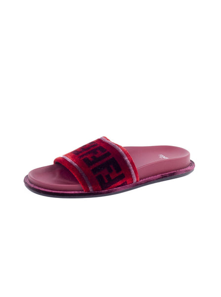 Leather & Sheepskin Slides - Red