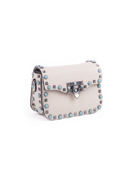 Rockstud Rolling Shoulder Bag - White