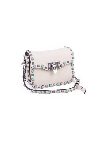 Rockstud Rolling Shoulder Bag - White