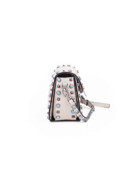 Rockstud Rolling Shoulder Bag - White