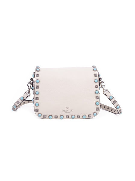 Rockstud Rolling Shoulder Bag - White