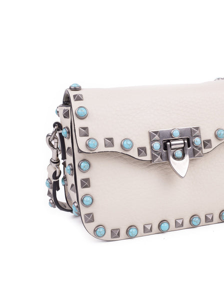 Rockstud Rolling Shoulder Bag - White