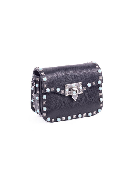 Rockstud Rolling Shoulder Bag - Black
