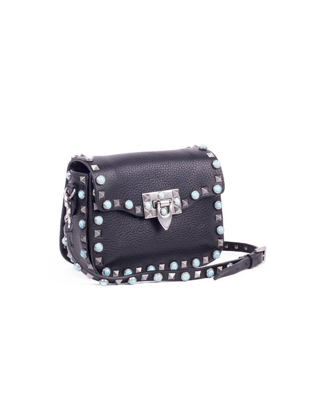 Rockstud Rolling Shoulder Bag - Black