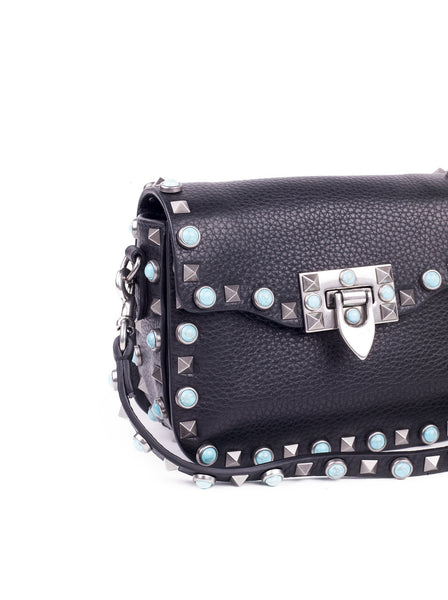 Rockstud Rolling Shoulder Bag - Black