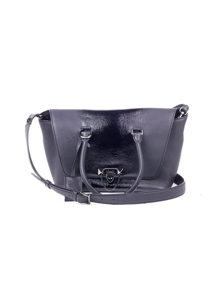 Demilune Rockstud Satchel Bag - Black