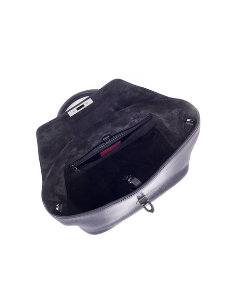 Demilune Rockstud Satchel Bag - Black