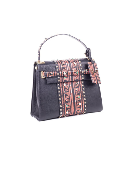My Rockstud Embellished Leather Tote - Tribal Black