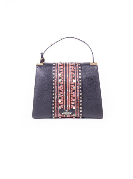 My Rockstud Embellished Leather Tote - Tribal Black