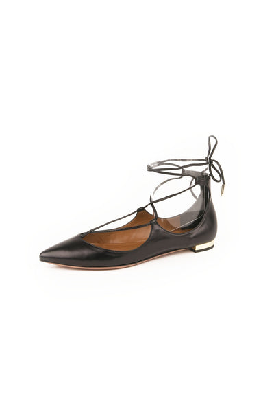 Aquazzura - Christy Flat - Black - ForwardModa