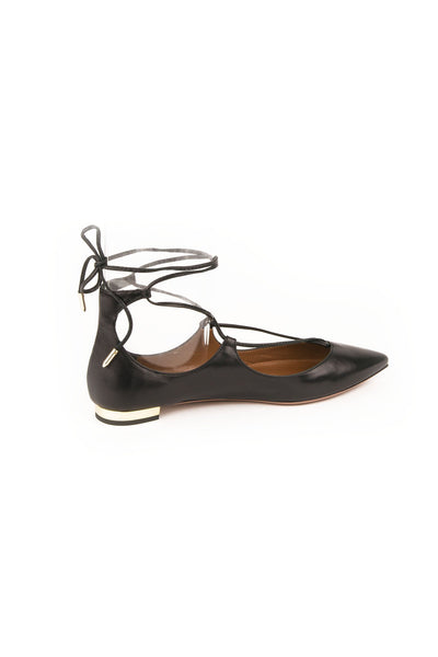 Aquazzura - Christy Flat - Black - ForwardModa