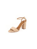 Tahiti Suede Ankle-Strap Block Heel Sandal - Biscotto