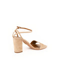 Tahiti Suede Ankle-Strap Block Heel Sandal - Biscotto