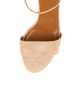 Tahiti Suede Ankle-Strap Block Heel Sandal - Biscotto