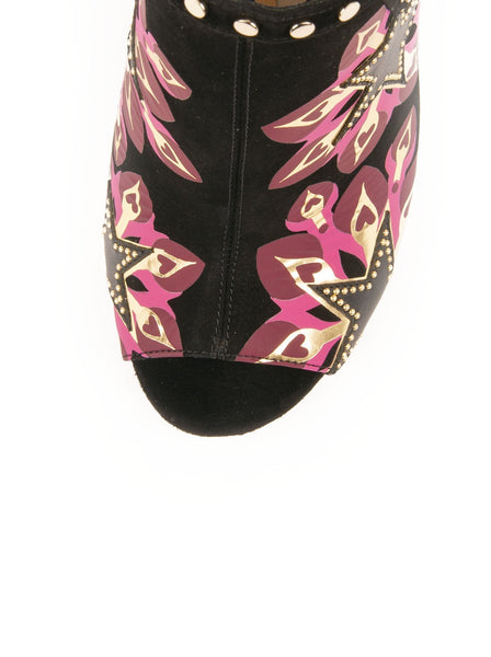 Hustle 100 Embellished Suede Mules - Black / Multi