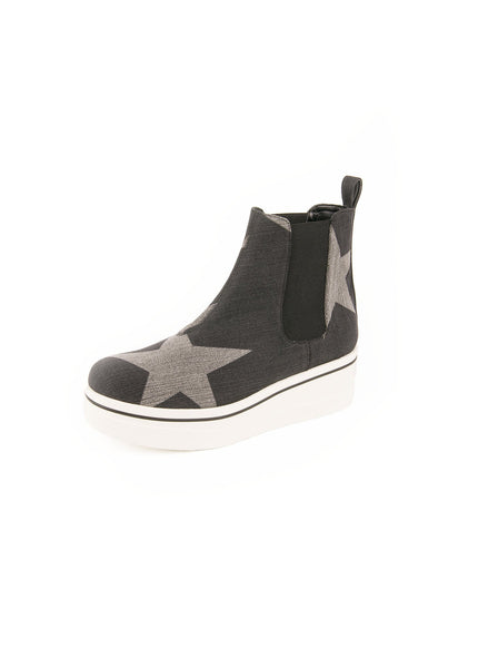 Stella McCartney - Binx Star High Top Platform Sneaker - Black / Gray - ForwardModa