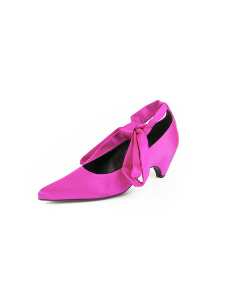 Stella McCartney - Bow Tied Satin Pump - Hot Pink - ForwardModa