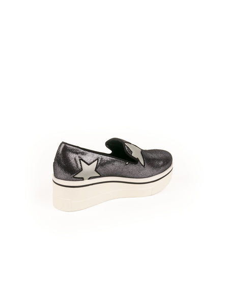 Stella McCartney - Binx Star Glitter Platform Loafer - Silver / Gray - ForwardModa
