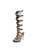 Christian Louboutin - Amazoutiful 120 Gladiator Sandals - Black / Gold - ForwardModa
