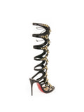 Christian Louboutin - Amazoutiful 120 Gladiator Sandals - Black / Gold - ForwardModa