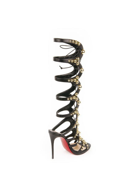Christian Louboutin - Amazoutiful 120 Gladiator Sandals - Black / Gold - ForwardModa