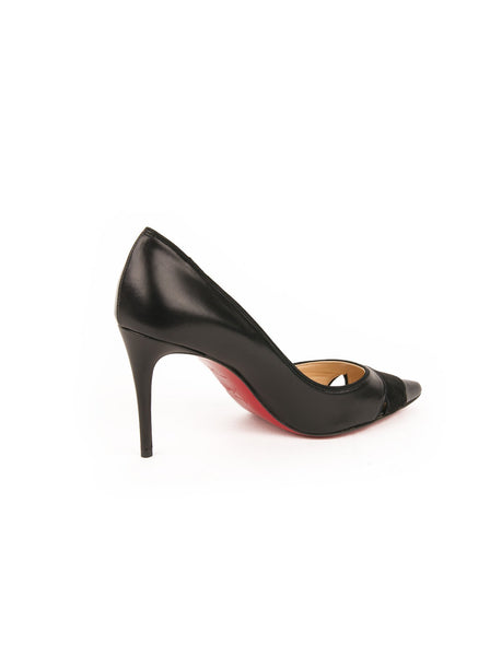 Christian Louboutin - Biblio 85 Leather Cutout Pumps - Black - ForwardModa